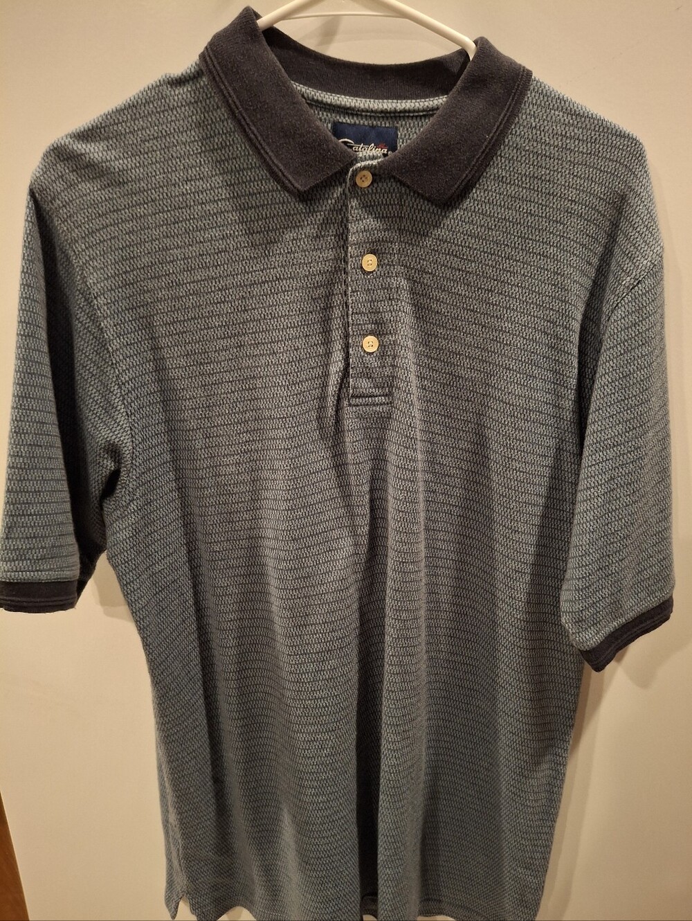 Catalina Slate Blue Short Sleeve Polo with Dark Trim